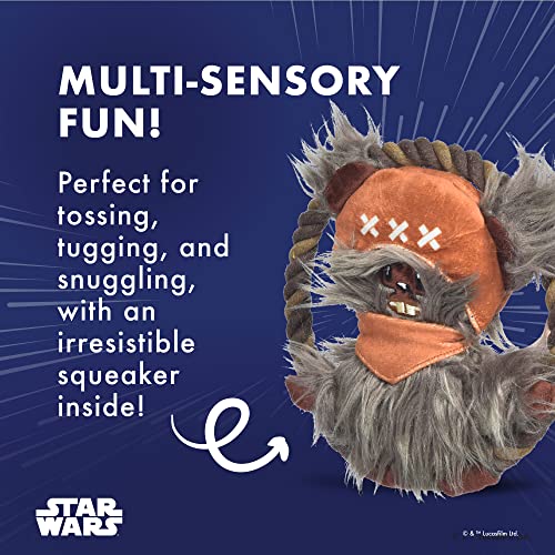 STAR WARS for Pets Dog Toy Ewok Plush Rope Frisbee Dog Toy | Plush Squeaky Pet Toy | Adorable Toys for All Dogs, Official Product