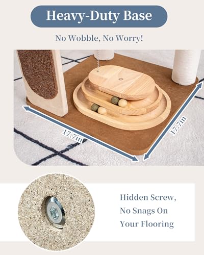 Modern Cat Tree for Large Cats, Modern Cat Tree Tower with Wide Shelves Cotton Scratching Posts, Super Sturdy Base, Cozy Perches, and Interactive Toys for Indoor Kittens 31-Inch - color: S81D