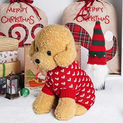 Dxhycc Dog Knitted Heart Sweater Puppy Sweater Warm Soft Pet Holiday Clothes for Medium Cats and Dogs (Red, L) - color: Red, size: Large
