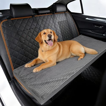 Dog Bed Mat for Car Backseat, Non-Slip Waterproof Car Seat Mat for Dogs & Pets with 2-Inch Thick Foam & Easy Clean Dog Pad Cover Suitable for Travel, Camp, Home (23.5x51in, Grey)