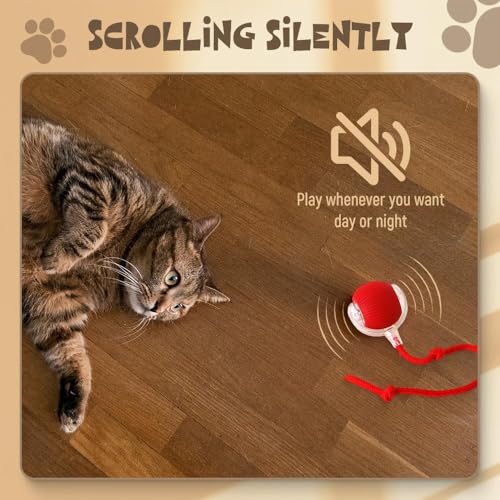 Interactive Rolling Dog Ball, 2025 Upgraded Version Automatic Rolling Ball Interactive Cat Toy Automatic Cat Toy Automatic Moving Dog Toy, 360° Intelligent (Red) - color: Red