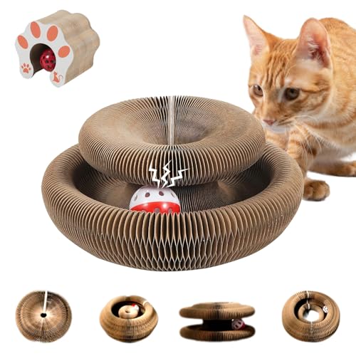 Cat Toy, Magic Organ Cat Scratch Board, Compact Cats Accordion Toy, Interactive Cardboard Cat Scratcher Pad Toys with Bell Ball for Indoor Exercise - size: 1Pack