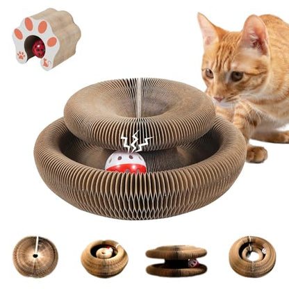 Cat Toy, Magic Organ Cat Scratch Board, Compact Cats Accordion Toy, Interactive Cardboard Cat Scratcher Pad Toys with Bell Ball for Indoor Exercise - size: 1Pack