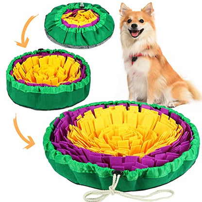 Vivifying Snuffle Mat for Dogs, Enrichment Dog Puzzle Toys for Slow Eating and Keep Busy, Adjustable Sniff Mat Encourages Natural Foraging Skills and Mental Stimulation(Yellow Purple) - color: Yellow&Purple&Green