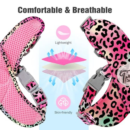 Pawaboo Small Dog Harness and Leash Set, Puppy Harness X-Frame No Pull No Choke, Dog Vest Harnesses Adjustable for Small Medium Sized Dogs,Soft Breathable Pet Harnesses, S, Magenta Leopard - color: C-Magenta Leopard, size: S(Neck 12.6-16.5" Chest 12.6-22.