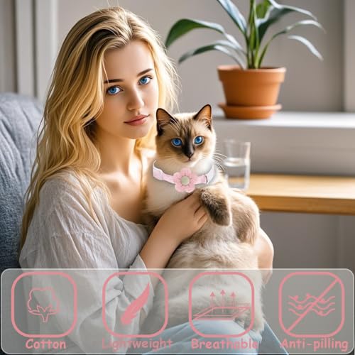 Breakaway Cat Collars with Bells, MUZIEBA Kitten Collar for Girl Boy Adjustable Safety Kitty Collars for Cats Puppy and Small Pets (Pink) - color: Pink
