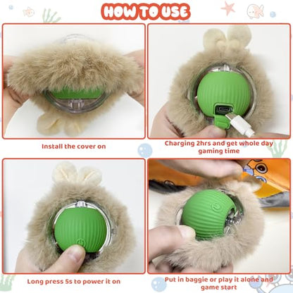 Interactive Cat Toy Ball,360° Self Rolling Cat Ball with Led Light,Rechargable Automatic Motion Activated Moving Toy with 3 Working Modes,Type-c Rechargeable