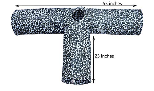 Feline Ruff 3 Way Cat Tunnel. Extra Large 12 Inch Diameter and Extra Long. A Big Collapsible Play Toy. Wide Pet Tunnel Tube for Rabbits, Kittens, Large Cats, and Dogs (Animal Print) - color: Animal Print
