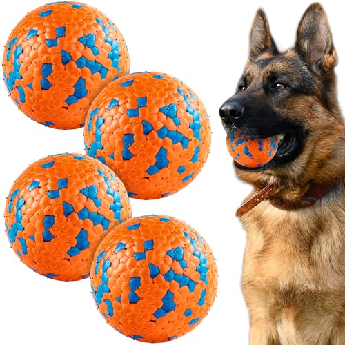FUSOTO 4Pcs Dog Balls, Tennis Balls for Dog Aggressive Chewers, for Large Medium Small Puppy, Training Catch&Fetch, Water Floats Toys, Orange - color: 4x Orange