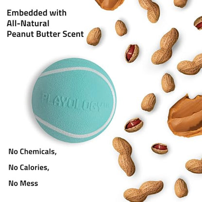 Playology Dog Toys | Squeaky Chew Ball - Bouncy Durable Floating Fetch Ball for Dogs | Jumbo Peanut Butter Scented Toy - Easy to Clean and Made from Non Toxic Materials - size: Jumbo, style: Peanut Butter