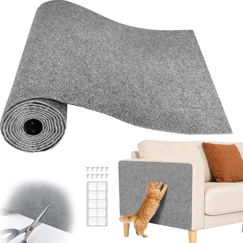 Cat Scratch Couch Furniture Protector, Adhesive Cat Scratch Pad Deterrent for Furniture, DIY Climbing Cat Scratcher Couch Protector from Cat Claws Scratching for Indoor (Grey, 39.3x15.8Inch) - color: Grey, size: 39.3x15.8Inch