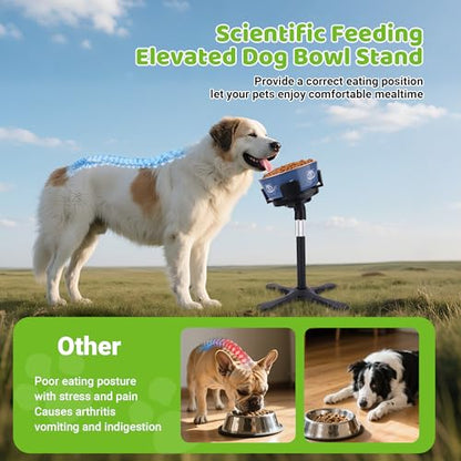 Elevated Dog Bowls for Large and Extra Large Dogs,Adjustable Width Dog Bowl Stand for 5.5-9.5" Wide Bowls,Food and Water Feeder,Single Holder with Tilted Height Adjust 12.4''-18.9'' (1 Pack) - size: D - Upgraded Dog Bowls Stand 1 Pack