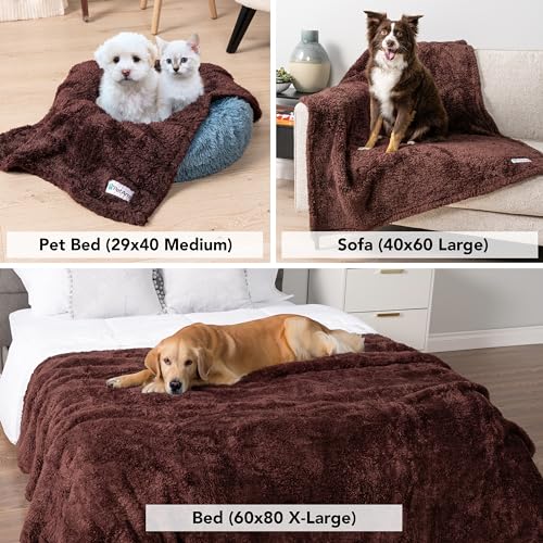 PETAMI Fluffy Fleece CAT and Dog Throw Blanket, Brown, Large - color: Brown, size: Large (40x60)