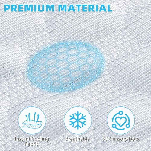 Elevated Cat Cooling Hammock Bed, Hexagonal Raised Cat Cot with Breathable Ice Beanie Fabric and Anti Slip Block, Cooling Pad Mat Indoor Outdoor Stable Pet Swing Bed for Small Puppy, Gery - color: Gray