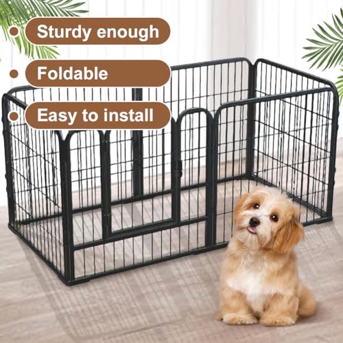 Dog Playpen for Indoor & Outdoor, 6 Panels Heavy Duty Dog Playpen, Foldable Metal Pet Play Pen Exercise Pen, Stainless Steel Pet Fence Barrier for Dog Cat Rabbit Indoor Outdoor Home Yard