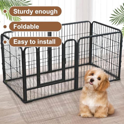 Dog Playpen for Indoor & Outdoor, 6 Panels Heavy Duty Dog Playpen, Foldable Metal Pet Play Pen Exercise Pen, Stainless Steel Pet Fence Barrier for Dog Cat Rabbit Indoor Outdoor Home Yard