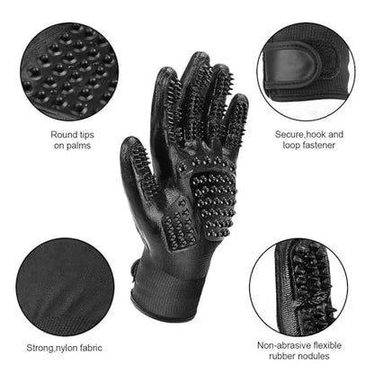 Pet Grooming Glove – Patented Rubber-Massage Shedding Bath & Hair Remover for Dogs, Cats & Livestock – Lightweight, Flexible, Secure Fit (Cyan&Black) - color: Cyan&Black
