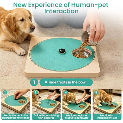Dog Nail Scratch Board with Treat Box, 3-in-1 Wooden Dog Scratch Board for Nails, Adjustable Interactive Dog Nail File Toy for Stress-Free Grooming, Slow Feeder Puzzle Toy for Dogs