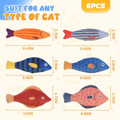 Catnip Toys,6 Pack Interactive Cat Kitten Chew Kicker Exercise Toys with Bell Ring Natural Catnip Cotton Fish Shape Toys for Bored,Exercise,Anxiety Relief - color: Blue,Orange,Grey,Red,Rose Pink,Deep Blue