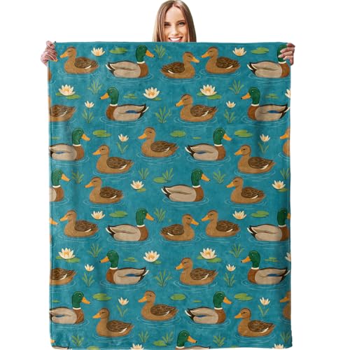 Duck Pond Pattern Blanket - Plush, Soft, Comfy, Lightweight, Warm, Fuzzy, Cozy Flannel Throw Blanket for Couch, Travel, Bed, Office, Outdoor - 40in×50in - color: Duck27, size: 50in×40in