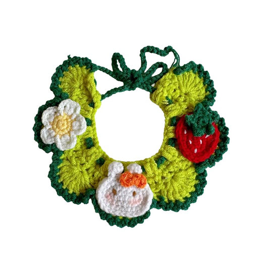 Spring Cat Collar Cute Breakaway Safe Adjustable Cat Collars for Cats Small Dogs Soft Knitted Neck Decor Kitten Collar Girl Cat Supplies for Indoor Cats Pet Collar Accessories (Jungle Bunny) - color: Jungle Bunny
