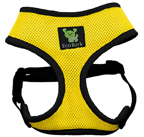 EcoBark Dog Harness - Eco-Friendly Max Comfort Harnesses - Luxurious Soft Mesh Halter - Over the Head Harness Vest- No Pull and No Choke for Small, Toy Breed, and Teacup Dogs (XS, Yellow) - color: Yellow