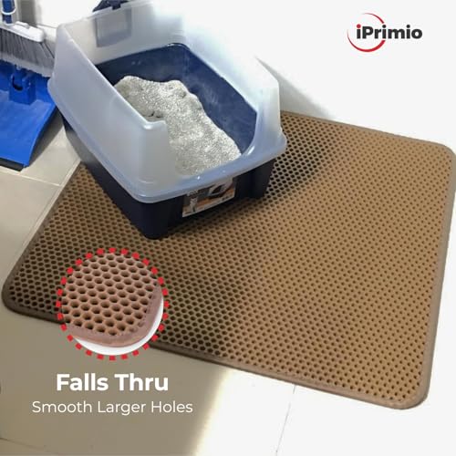 iPrimio Large Cat Litter Trapper Mat w/ Urine/Waterproof Layer - Larger Holes w/ Urine Puppy Pad Option - Cat Litter Mat, Light and Soft (Brown Color) - style: 30x23 - Brown