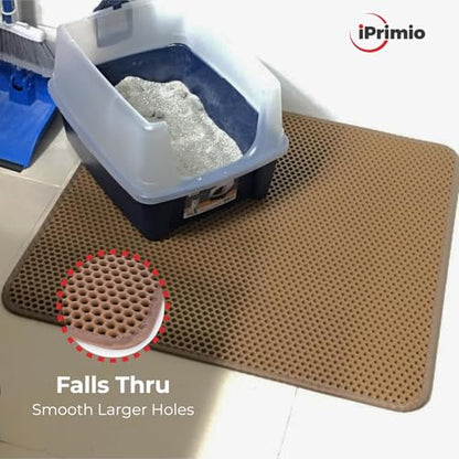 iPrimio Large Cat Litter Trapper Mat w/ Urine/Waterproof Layer - Larger Holes w/ Urine Puppy Pad Option - Cat Litter Mat, Light and Soft (Brown Color) - style: 30x23 - Brown
