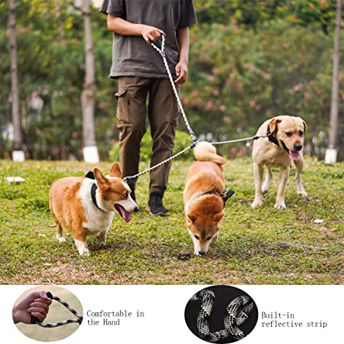 3 Dog Leash - Padded Handle, 360° Swivel Multiple Dog Leash No Tangle, Lead for Medium Large Dogs, Walking & Training Double Dogs (Black White) - color: Black White