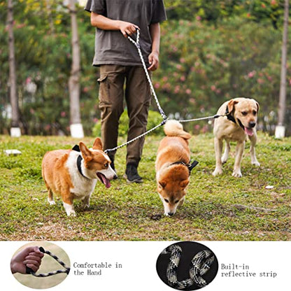 3 Dog Leash - Padded Handle, 360° Swivel Multiple Dog Leash No Tangle, Lead for Medium Large Dogs, Walking & Training Double Dogs (Black White) - color: Black White