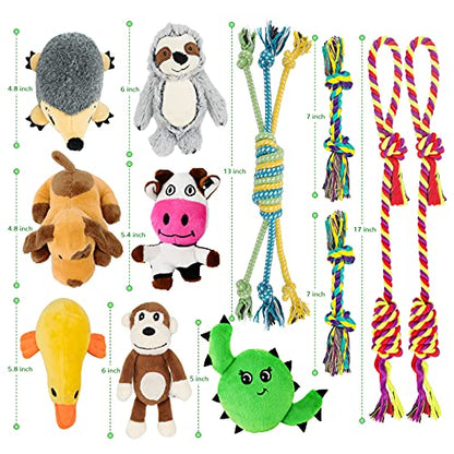 LEGEND SANDY Puppy Toys, Squeaky Dog Toys for Small Dogs, 12 Pack Puppy Chew Toys for Teething, Dog Rope Toy and Cute Stuffed Animals Value Bundle - color: 12 PACK PUPPY TOYS