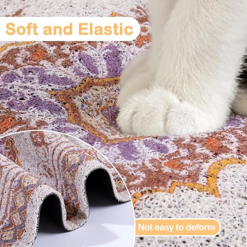 Glittme Cat Litter Mat with Non-Slip Bottom Litter Box Mat 40"X30" Litter Trapping Mat Easy to Clean Washable Cat Food Mat for Kitty,XL - color: Brown, size: 40"x30"