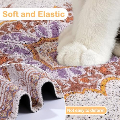 Glittme Cat Litter Mat with Non-Slip Bottom Litter Box Mat 40"X30" Litter Trapping Mat Easy to Clean Washable Cat Food Mat for Kitty,XL - color: Brown, size: 40"x30"