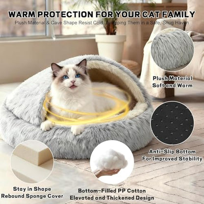 SUOXU Small Dog Bed, Nest Warm Super Soft Plush Faux Fur Washable Dog Bed with Non-Slip Bottom for Medium Small Dogs Snooze Sleeping Indoor (Gray-65cm/25in) - color: Grey65