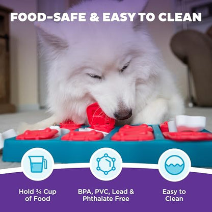 Outward Hound by Nina Ottosson Dog Brick – Interactive Treat Puzzle Enrichment Toy, Level 2 Intermediate - color: Dog Brick (Red, White, Blue)