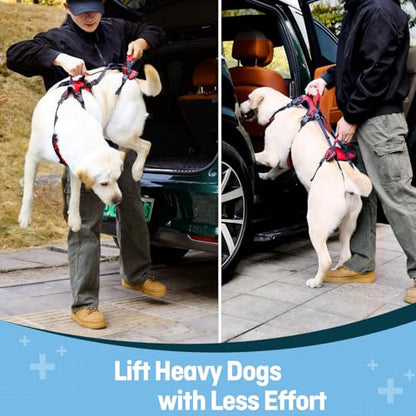 Dog Lift Harness for Extra Large Dogs, Heavy Dog Lifting Support Harness with Dual Handles, Strong Mobility Aid for Arthritis & Injury Recovery, Red, XL - size: X-Large