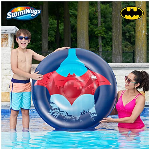 Swimways DC Batman Reversible Boat, Inflatable Pool Floats & Kids Pool Toys, Swimming Pool Accessories & Beach Essentials for Kids Aged 5 & Up - color: Reversible Boat