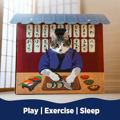 SMILE PAWS Cat Beds for Indoor Cats, Cardboard Cat House with Scratchers, Izakaya Bar, Large Sturdy Cat Furniture Condo Cave Tent, Easy to Assemble Pet Toys Accessories Stuffs, Bunny Small Animals - style: Izakaya Bar