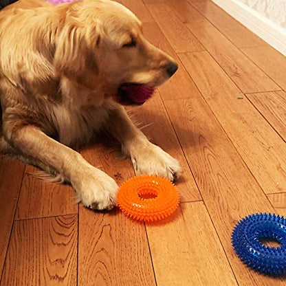 Jalousie Dog Squeaky Toys Value Set Non-Toxic Squeaky Balls Toss Fetch TPR Rubber Puppy Toys Spikey Dog Chew Toy for Small Medium Breed Pet Toys for Puppy (6 Pack Spiky Ball) - color: 6 Pack Spiky Ball