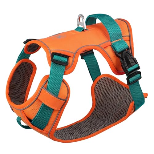 Durable Reflective Pet Harness - Adjustable Mesh Vest for Small, Medium, and Large Dogs(Orange,Large)