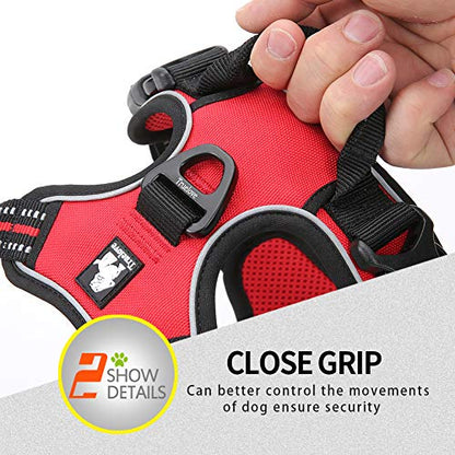 JUXZH Truelove No Pull Dog Harness with Easy Control Handle and 2 Leash Attachments,Reflective Adjustable Pet Vest - color: Red, size: Small (Pack of 1)