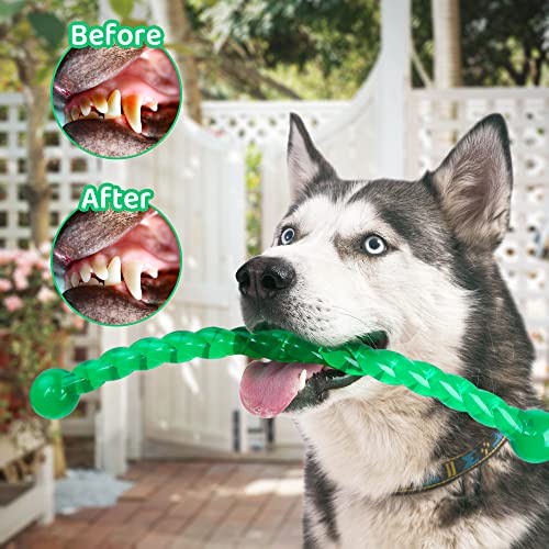 Dog Chew Toys 11'' Long for Small/Medium Dogs Aggressive Chewers, Rubber Puppy Dog Rope Toys Knot Dental Teething Toys Almost Indestructible Washable - size: 11''