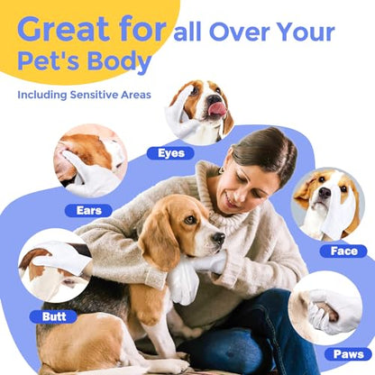 Pet Cleaning Glove Wipes for Dogs & Cats, Hypoallergenic Deodorizing Disposable Bathing Wipes,No-Rinse Grooming Wipes, Extra Thick,Perfect for Pet Dry Cleaning,Daily Care and Travel,24 pcs - size: 24 Pcs (Pack of 1)