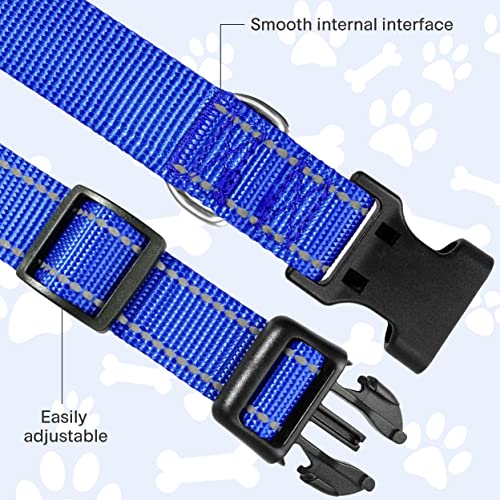 Reflective Dog Collar, Sturdy Nylon Collars for Puppy and Extra Small Girl and Boy Dogs, Adjustable Dog Collar with Quick Release Buckle,Royal Blue,5/8" Width - color: Royal Blue, size: X-Small Plus (Pack of 1)