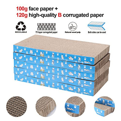 5 Packs in 1 Cat Scratch Pad, Cat Scratcher Cardboard,Reversible,Durable Recyclable Cardboard, Premium Scratch, Suitable for Cats to Rest, Grind Claws and Play