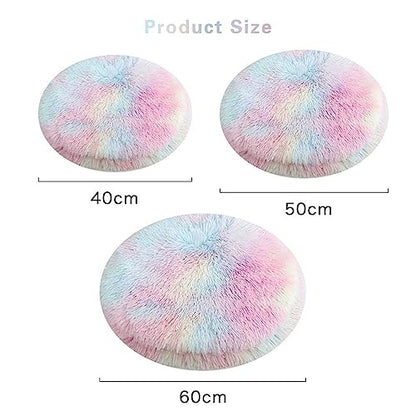 Calming Dog Cat Bed Cat Cushion Cat Mat Long Plush Round Sleeping Bed for Small Medium Kitten Puppy,15.74"/19.68"/23.62"(40cm/15.74inch,Pink) - color: Pink, size: 40cm/15.74inch