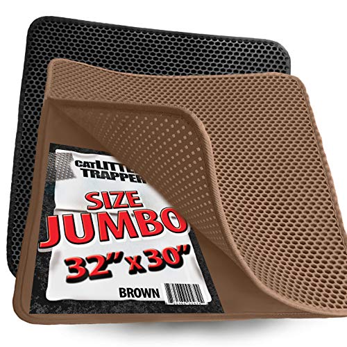 iPrimioJUMBO SIZE Cat Litter Trapper - EZ Clean (Brown/Tan) - 32 inches by 30 inches/Super BIG. Exclusive Water Proof Layer and Puppy Pad Option. Patent Pending. - style: 32x30 - Brown