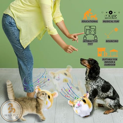 Interactive Dog Toys for Boredom 6.5 in - Rechargeable Moving Dog Chew Crab Toy for Small Medium Large Dogs to Keep Them Busy Hamster Jumping Squeaky Puppy Toy with Recording and Music, Gift