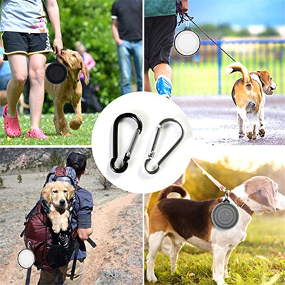 Collapsible Dog Bowl,2 Pack Portable and Foldable Pet Travel Bowls Collapsable Dog Water Feeding Bowls Dish for Dogs Cats and Small Animals,with Lids (Small, Black+White) - color: Black+White