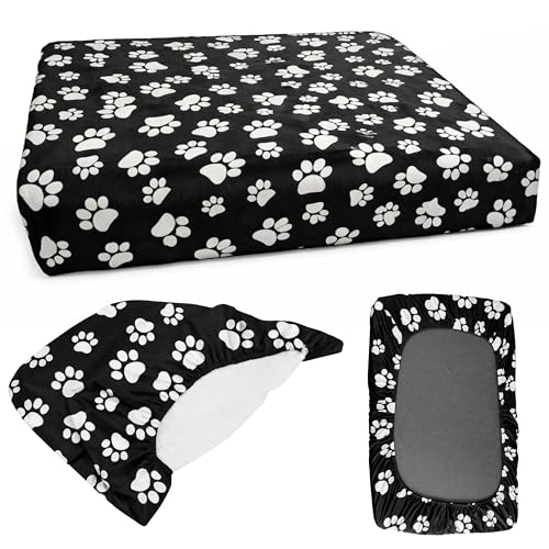 DUKE&LEFTY Washable Dogbed SLIPCOVER-USA Company-Stretchy, Soft Pet Bed Cover-Universal-Easy to Remove (Zipper Free) -Black/Large - color: Black, size: Large-48"x30"x6"